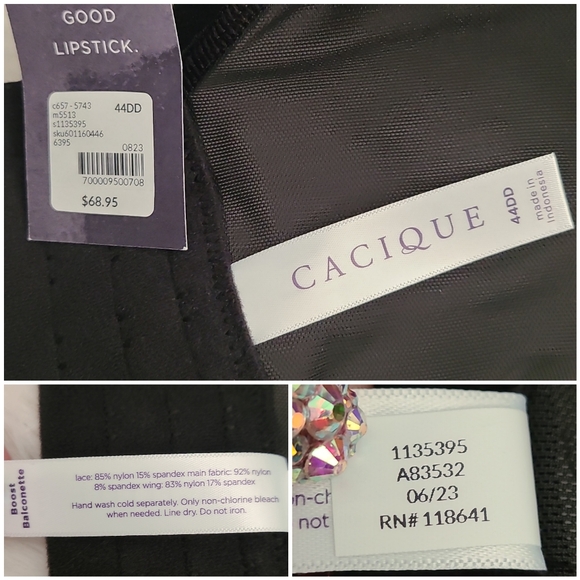 NWT Lane Bryant Cacique Zip-Front Longline Boost Balconette Bra, 44DD - Picture 8 of 10